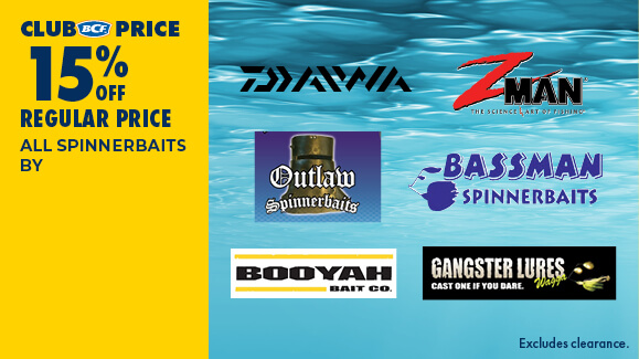 ALL SPINNERBAITS BY DAIWA, ZMAN, OUTLAW, BASSMAN, BOOYAH, GANGSTER