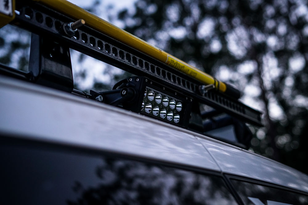 XTM LED 36W 7.5i Light Bar Mounted on roof rack