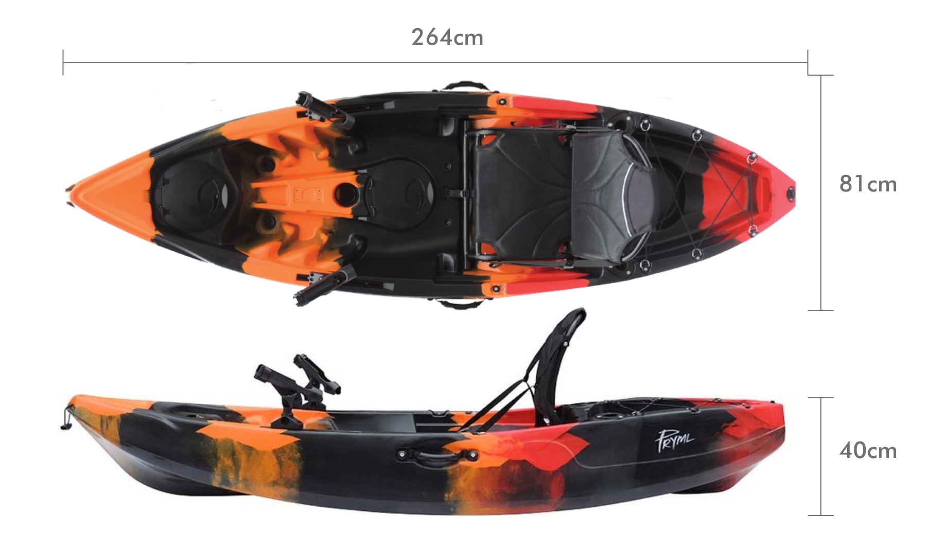 Pryml Legend Fishing Kayak Pack | L264 x W81 x H40cm