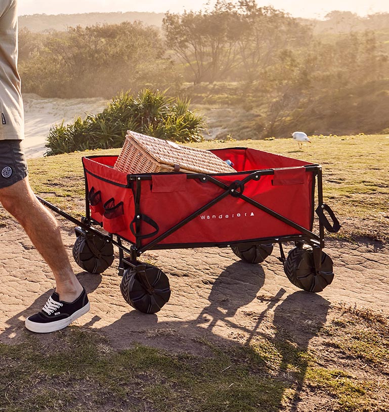 Wanderer Camp Cart on the shore with tent