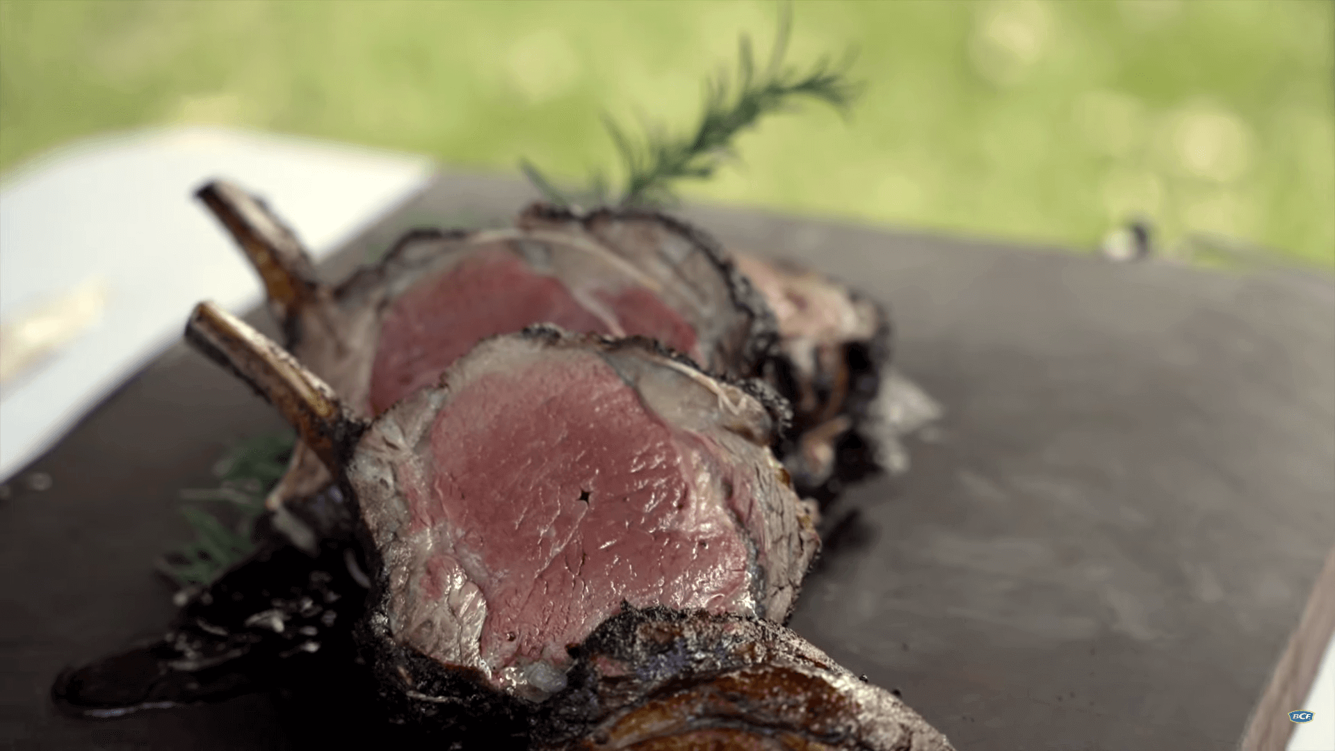 Smoked beef cooked perfectly to medium rare Medium rare meat