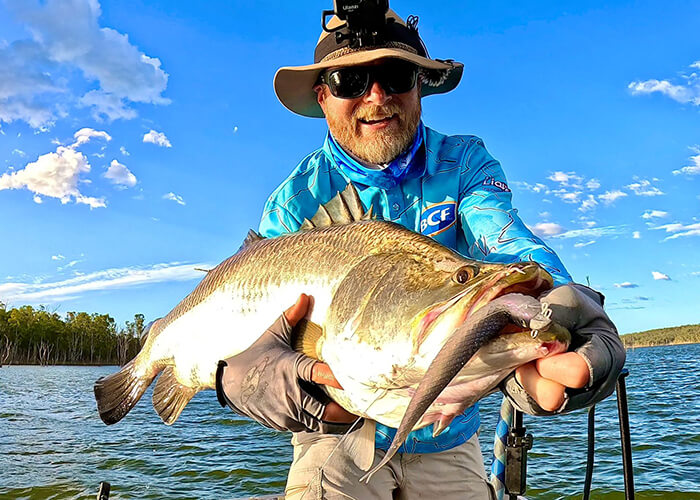 Sammy Hitzke with a big Barra caught on a lure