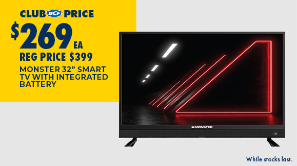 MONSTER 32” SMART TV WITH INTEGRATED BATTERY
